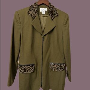 Focus 2000 Olive Blazer with Leopard Details